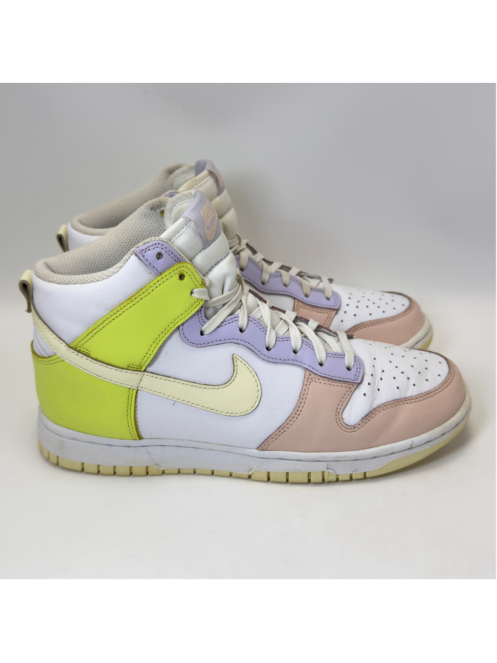 Women's Nike Dunk High Sneakers Size 9.5 White Yellow Pink Purple DD1869-108